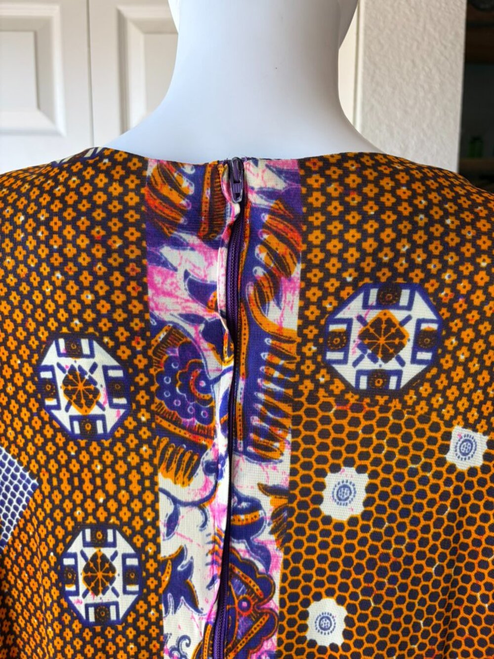 Vintage 70's Colorful Pattern Kaftan Maxi Dress - Picture 15 of 16